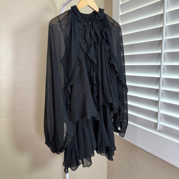 Commense Black Ruffled Layered Mini Dress - Picture 6 of 14